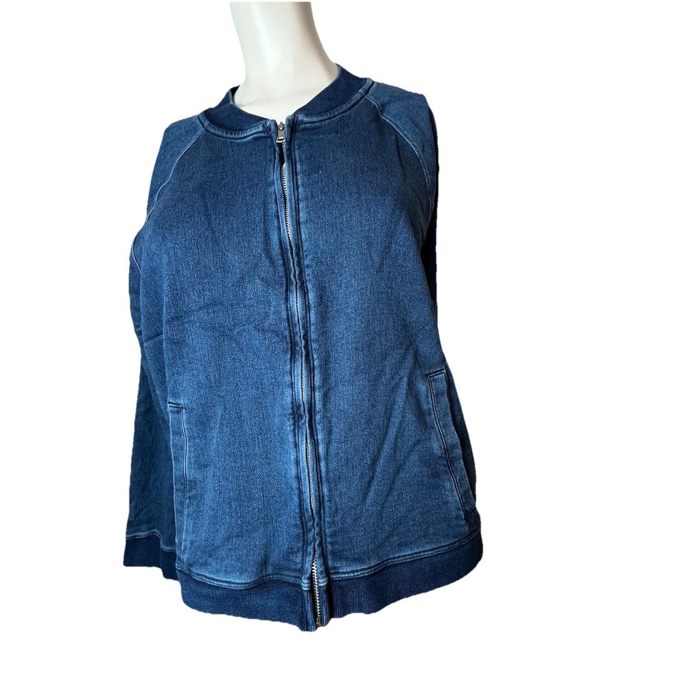 Gap Demim-Look Cotton Polyester Spandex Knit Bomber Jacket Size XL
